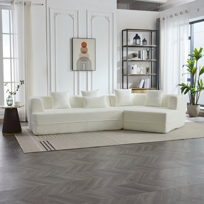 Repose-pieds de canapé modulaire avec coussins modulaires, canapé modulaire de style minimaliste, tissu anti-froissement, siège modulaire spacieux à dossier bas et siège bas, combinaison libre de 2 PC pour les ensembles de salon (modulaires)