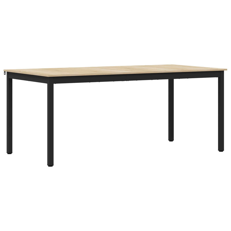 Metal Base Dining Table, Oak, 75cmH x 180cmL x 90cmW