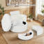 Fauteuil d'appoint pivotant à 360 ° avec repose-pieds demi-lune avec rangement et 3 coussins amovibles, blanc bureau-1742466140