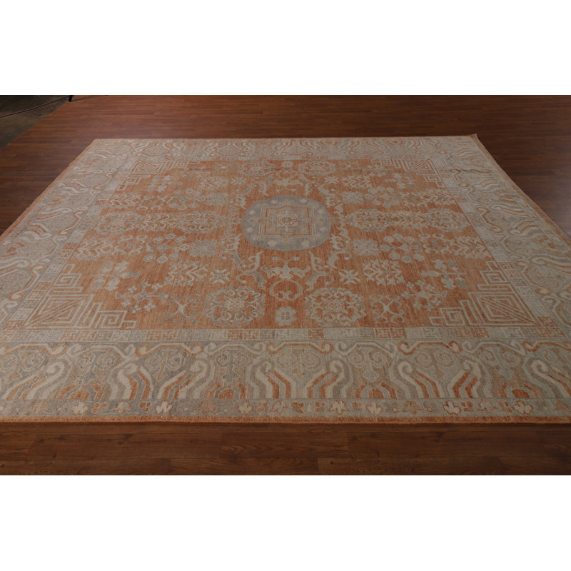 Orange Oushak Vegetable Dye Turkish Area Rug