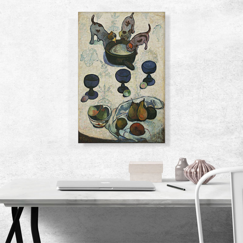 Nature morte aux trois chiots - impression, H 26 po x l 18 po x 1,5 po