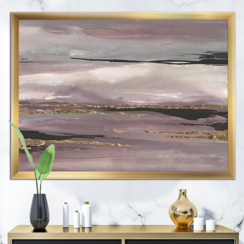 « purple glam storm iii »-image sur toile, H 20 po x l 20 po x P 1 po, Cadre doré
