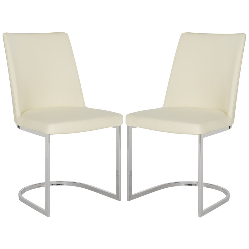 Chaise d'appoint chromée argentée Chromium, PU + Éponge - Crème au beurre