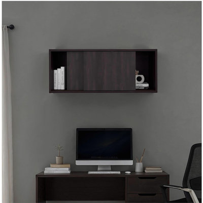 Armoire de rangement murale en noyer teint