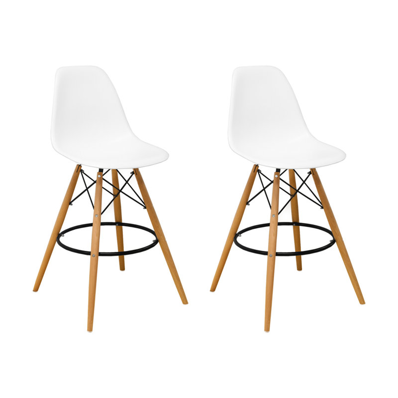 Carino Crimmins Metal Bar Stool – Eiffel Leg Counter Bar Height Stool with Curved Back for Kitchen Island, Breakfast Bar, or Pub Table, Home Bar