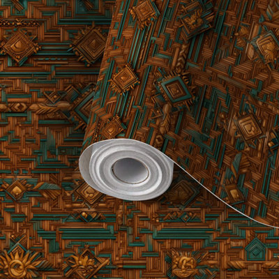 Papier de contact à peler et coller avec papier de couleur tribal 4K aztèque à motif géométrique tribal auto-adhésif et amovible 24 po x 118 po (60 x 300 cm)