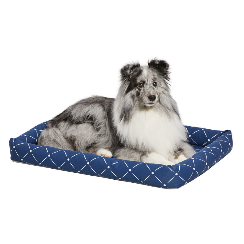 Lit pour animal de compagnie avec traversin QuietTime Couture, l 24 po x p 14,75 po x H 3,75 po, Bleu