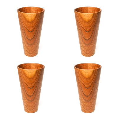 Ensemble de tasse à thé droite en bois de teck