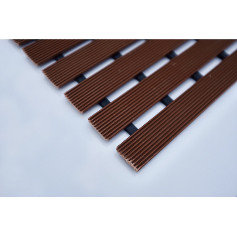 Non-Slip Slatted Shower Mat, Brown