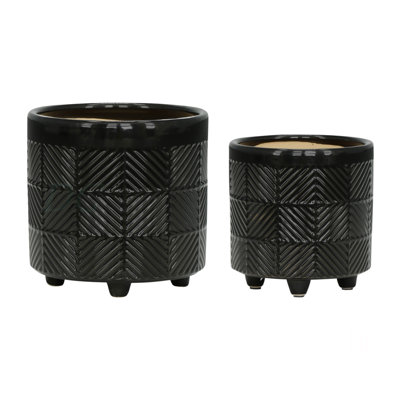 S/2 6/8" Textured Planters