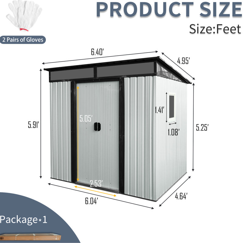 6X5ft Metal Shed For Backyard Lawn - Strong & -Proof 6Ft X 5Ft Storage With Window Weather- Spacious, White/Black