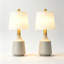 Ensemble de 2 petites lampes de table en céramique et métal de 50 cm (19,75 po), grises, de style moderne et original, pour table de chevet, chambre, salon et bureau. Ampoules non incluses.-236258683