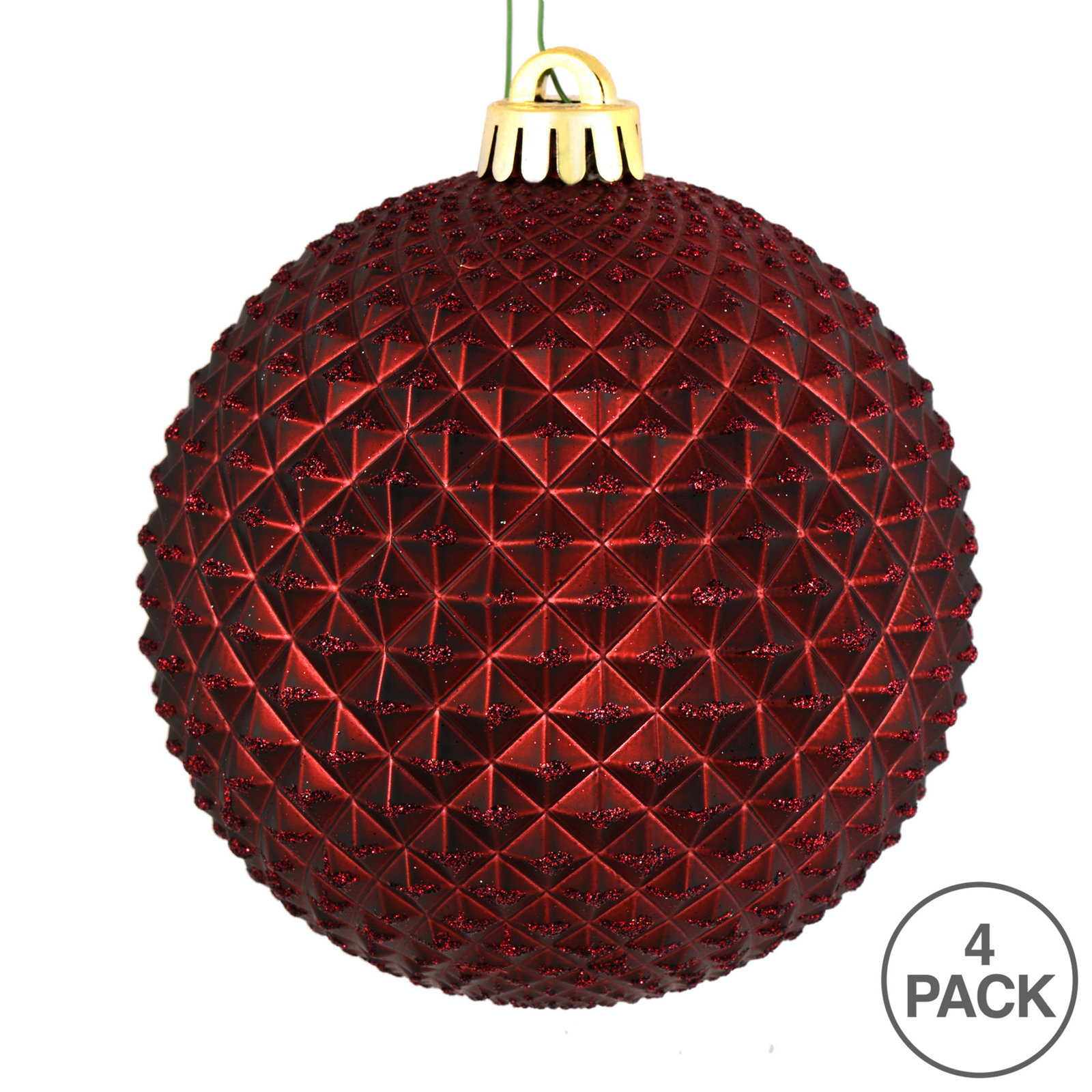 Durian Glitter Ball Ornament, Burgundy