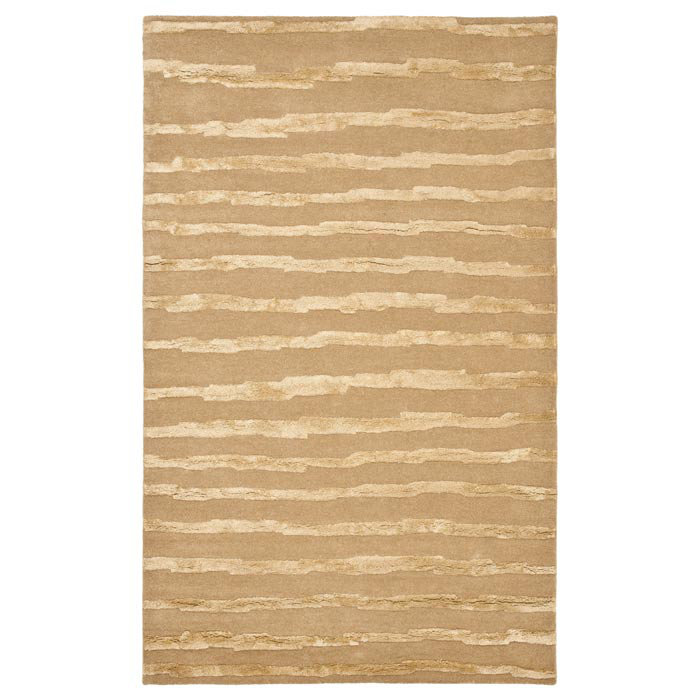 Nukri Hand Tufted Wool/Cotton/Viscose Striped Rug in Beige