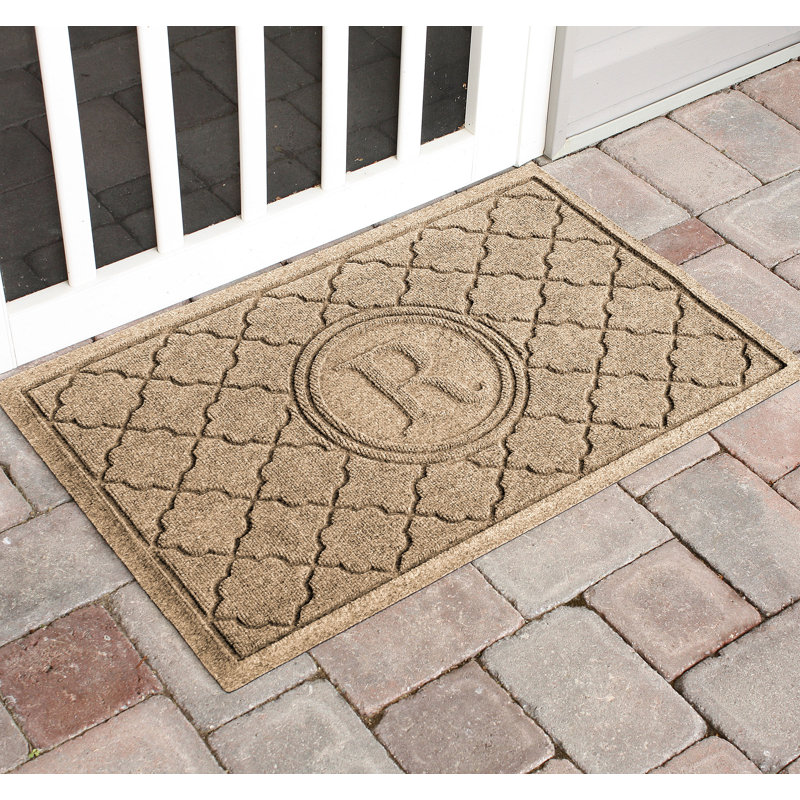 Tapis de porte intérieur et extérieur 35 po x 23 po Waterhog Bombay Monogram, Chameau