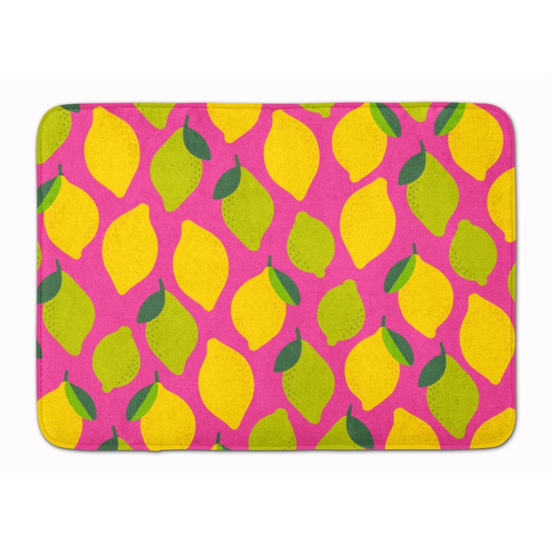 Tapis pour salle de bain en microfibre Lemons and Limes, Rose