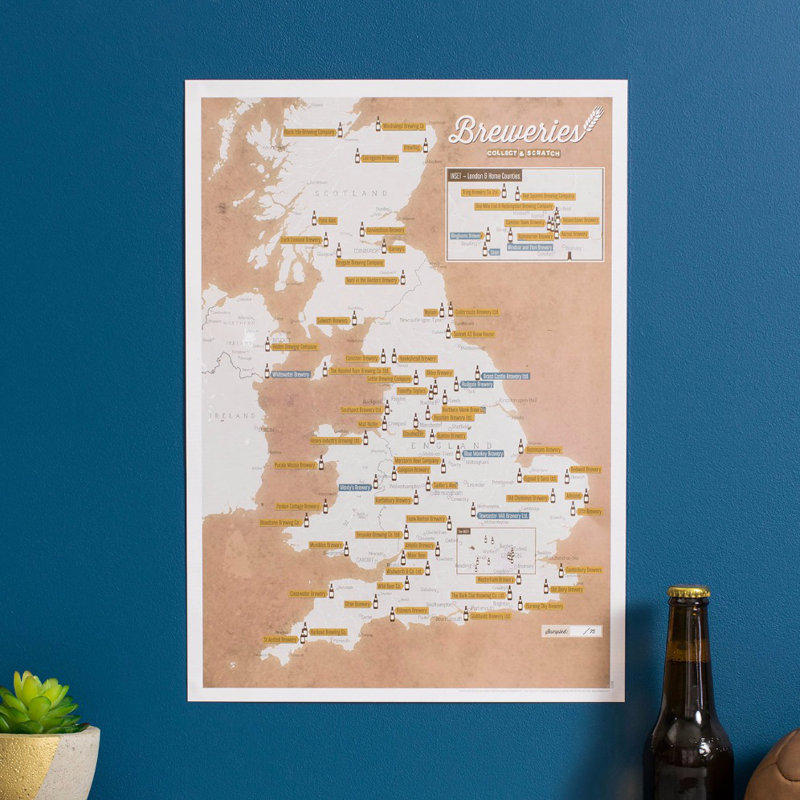 Scratch Off UK Breweries - No Frame Print