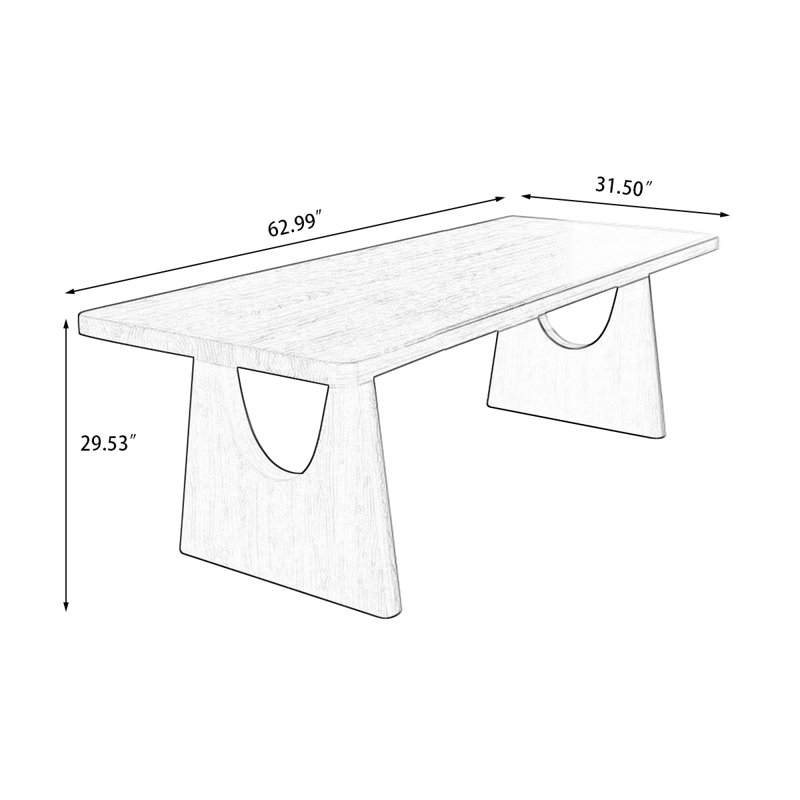 Tan Rectangular Solid Wood Butterfly Leaf  Dining Table, 29.53"H x 62.99"L x 31.5"W