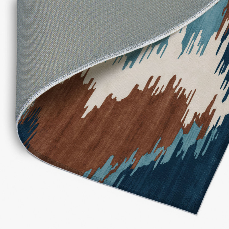 Tapis intérieur et extérieur brun Watercolor, Rectangulaire 8 pi x 10 pi