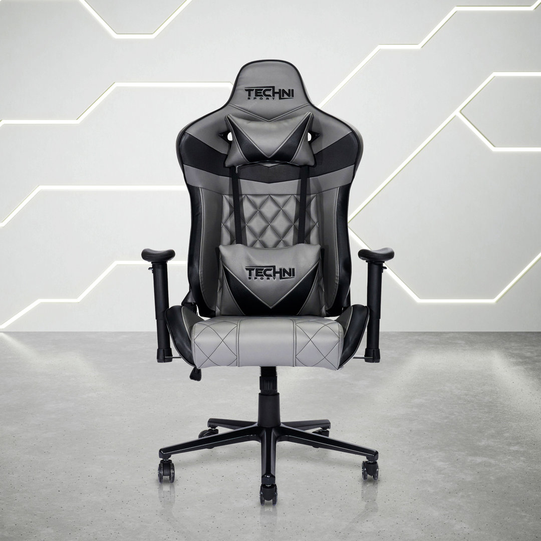 Techni Sport Adjustable Reclining Ergonomic Swiveling PC & Racing Game Chair in Gray Techni Sport