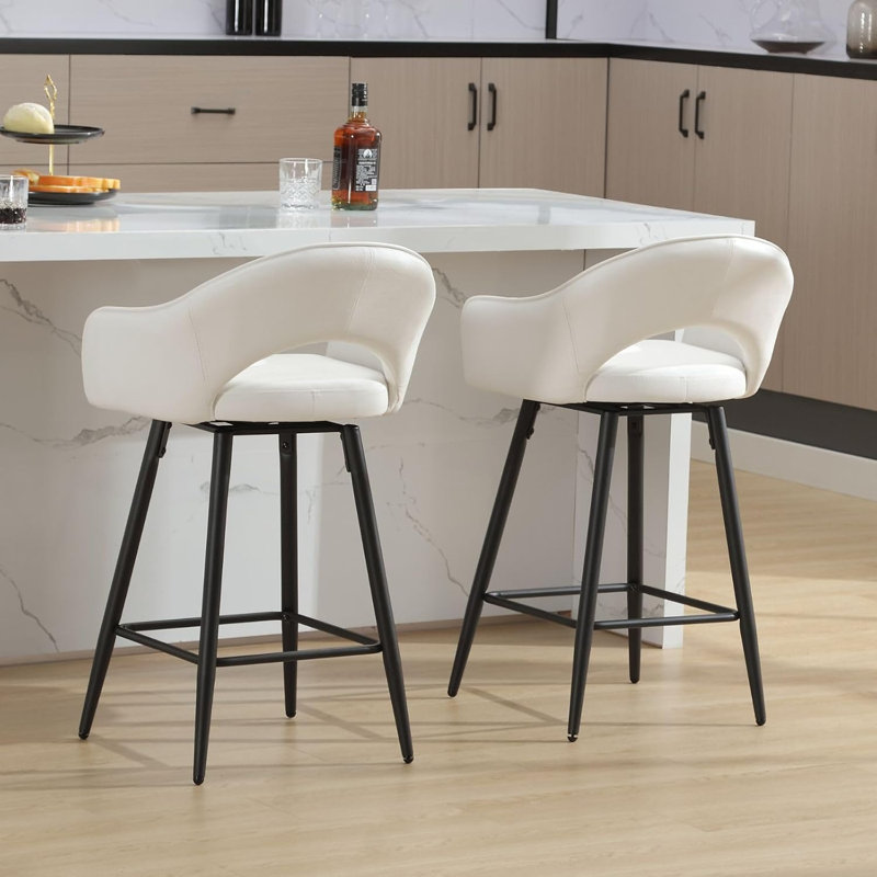 Ensemble de 2 tabourets de bar pivotants 27 po, Simili cuir