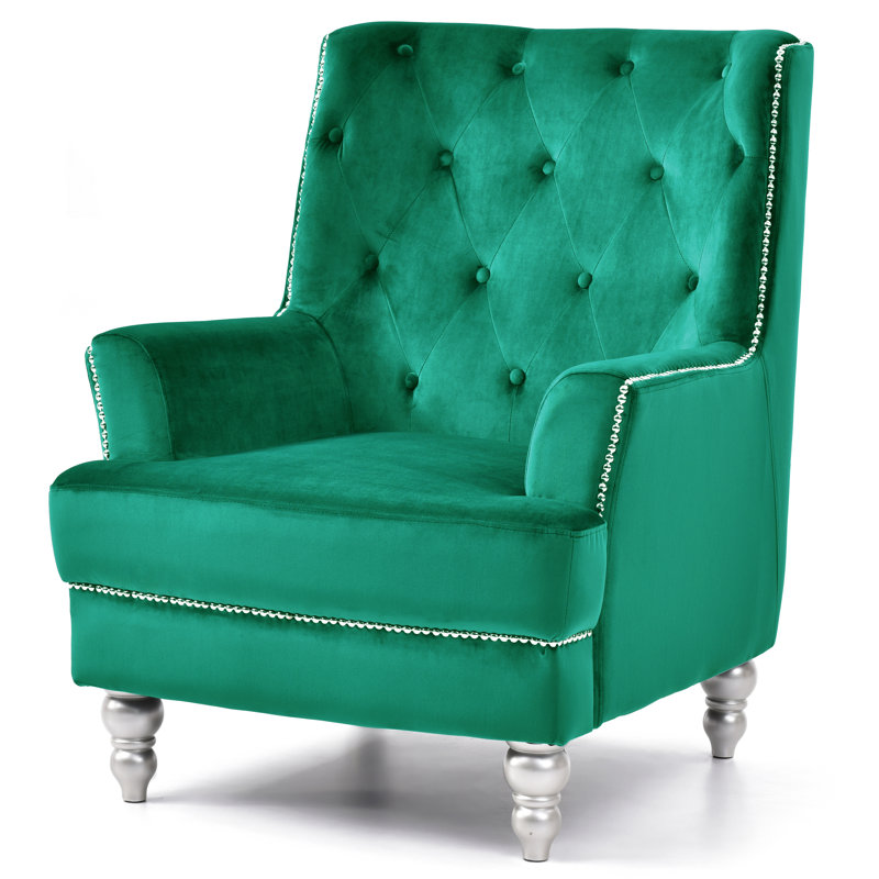 Zaria Velvet Armchair, Green