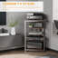 Corner Audio Tower TV Stand for Living-Room with Storage Shelves - Brown