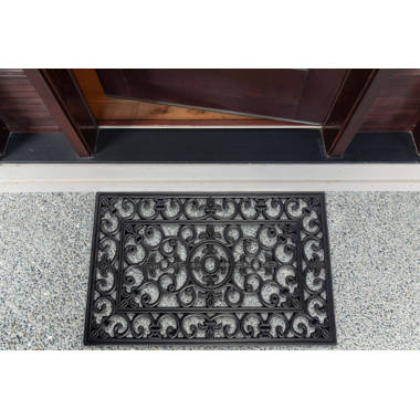 Winston Porter Krull Rubber Doormat, Size: Rectangle 1'5 inch x 2'5 inch, Black