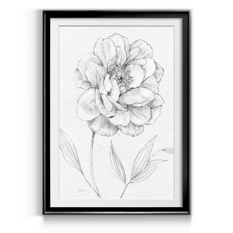 Croquis de pivoines - reproduction de cadre photo, H 30,5 po x l 42,5 po x P 1,5 po, Noir