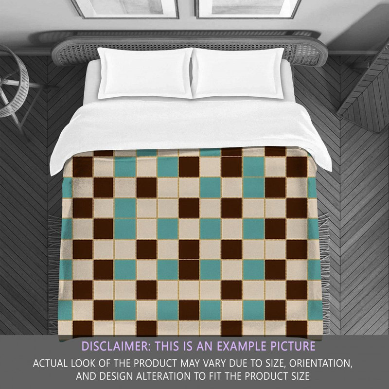 Polyester Comforter, Twin Comforter, Brown/Turquoise Checkered