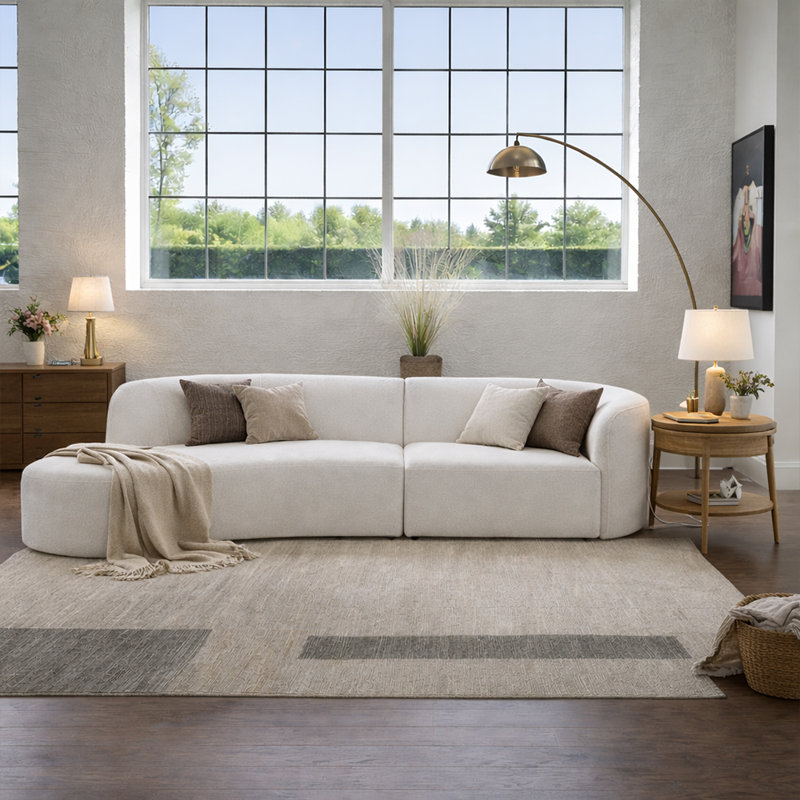 Ensemble de canapé modulaire courbé moderne de 126,3 po avec méridienne 2 pièces 2 pièces - Rehaussez votre salon et votre bureau personnel