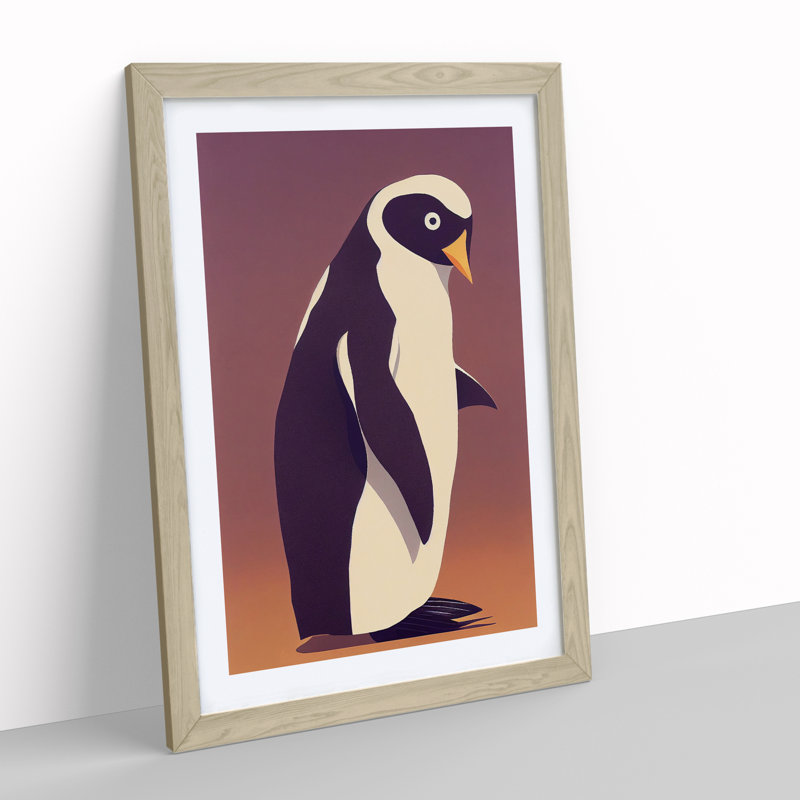 Profile Of A Penguin No.1 - Single Picture Frame Print, 64cm H x 46cm W x 2cm D, Oak Framed