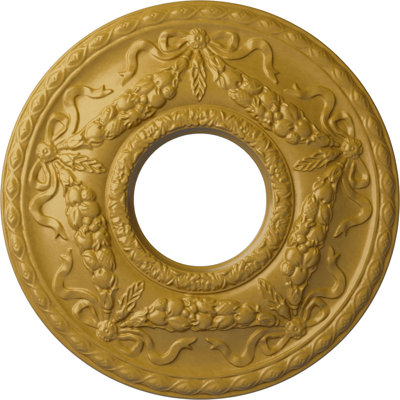 Médaillon de plafond Endurathane Hurley, DE 22 1/8 po x P 7 1/4 po x P 1 3/4 po (convient aux auvents jusqu'à 7 1/4 po), fini or irisé peint à la main