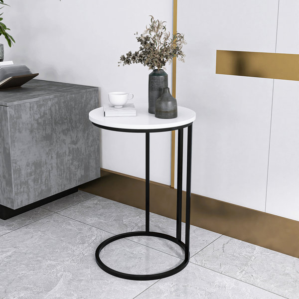 Tribesigns C Shaped Side Table, Round End Table with Faux Marble Top,  Modern Couch Table Bedside Table Small Coffee Snack Accent Table for Living  Room, Bedroom 