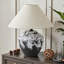 Lampes de table en céramique à base de porcelaine noire et blanche 15,75 po à 1 lumière avec abat-jour en tissu Birdsboro-1580389615