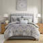 Housse de couette grise très grande en coton avec literie lavable et taies décoratives 5 pièces pour oreillers