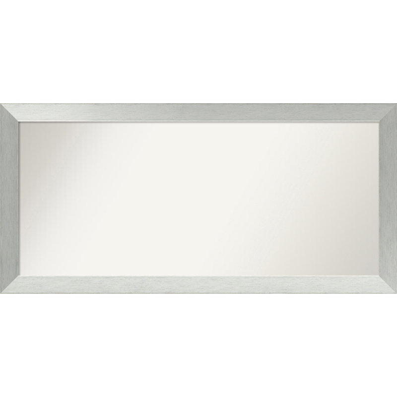 Miroir de salle de bain mural en argent brossé sans cadre, Rectangle, 24 po x 50 po