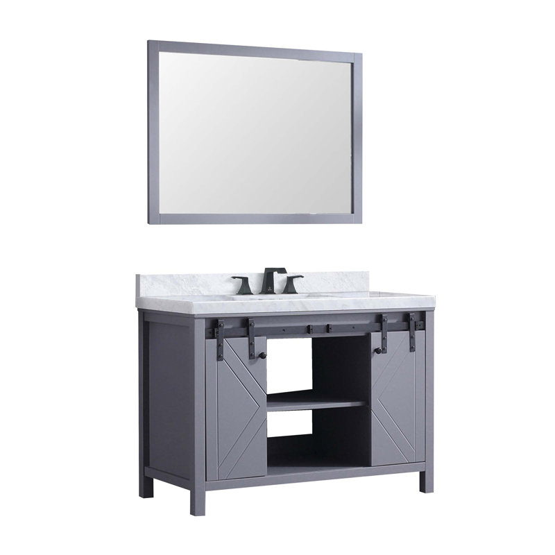 Ensemble de meuble-lavabo brun avec robinet et robinet de 44 po Miroir