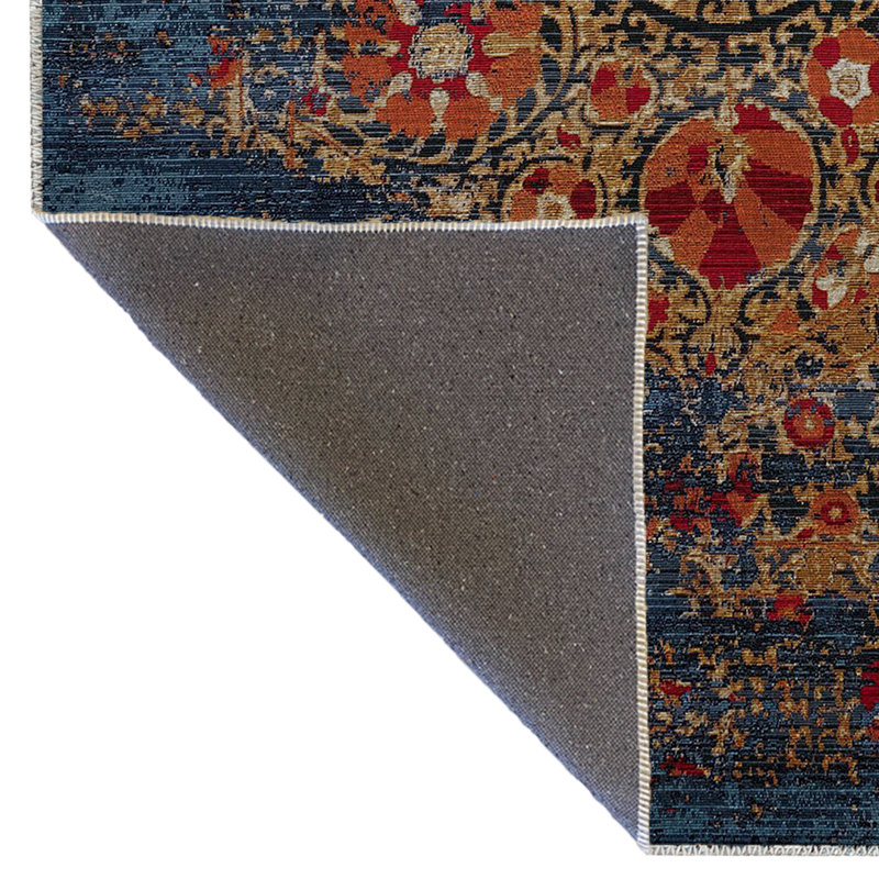 Tapis décoratif moderne à motif floral abstrait bleu, Rectangle 4 pi 11,06 po x 9 pi 10,11 po