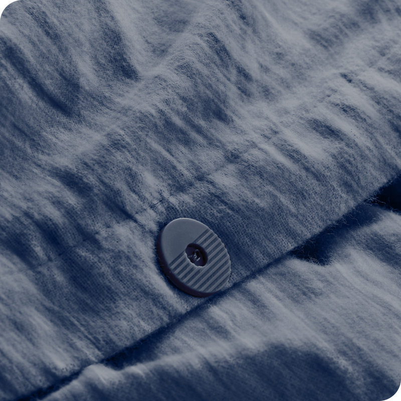 100% Cotton Flannel Duvet Cover Set, King Duvet Cover + 2 King Shams, Heather Indigo