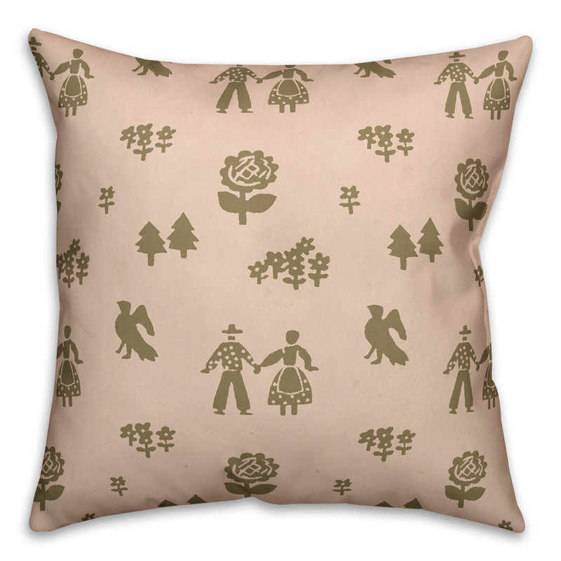 Housse de coussin Folk Forest, 16 po x 1 po, Rose