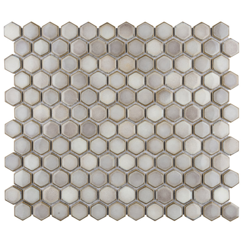 Hudson 1" x 1" Porcelain Honeycomb Mosaic Wall & Floor Tile, Dove Gray