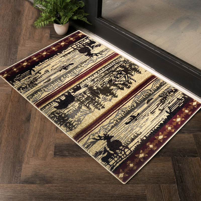 Cream Polypropylene Lodge Area Rug, 7 Ft. 10 In. X 3 In., To Stains And Wrinkles Look, Spills, Rectangle 7'10" x 10'3"