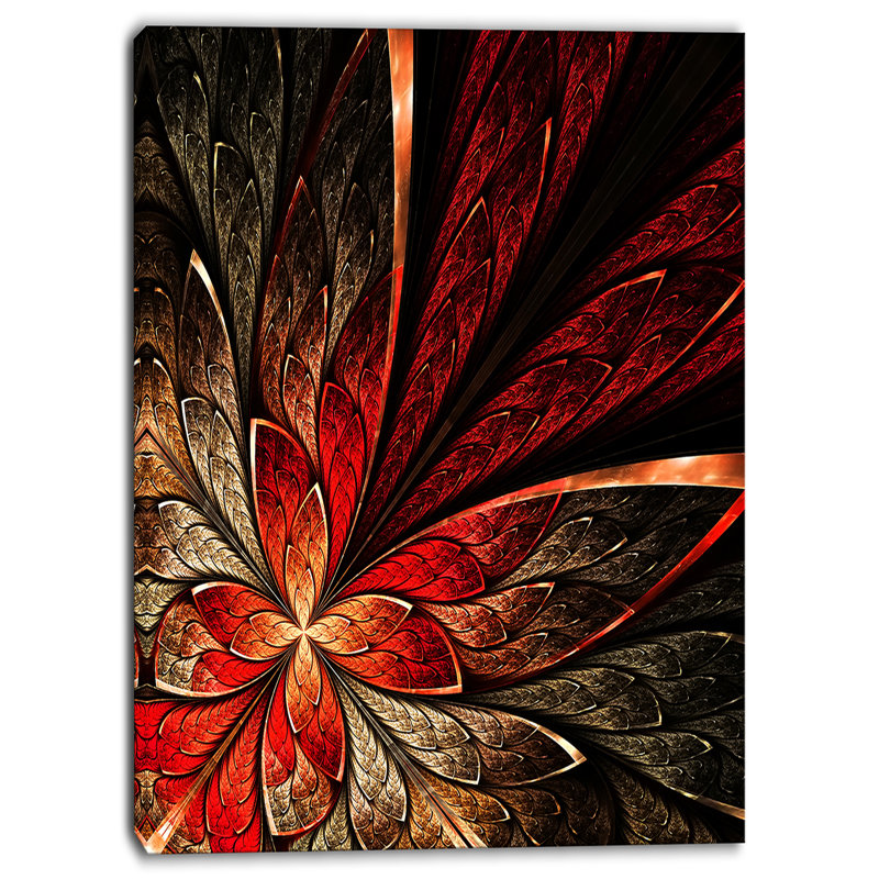Abstrait fleur fractale, impression sur toile - Fleur fractale, H 40 po x l 30 po x p 1,5 po, Toile tendue
