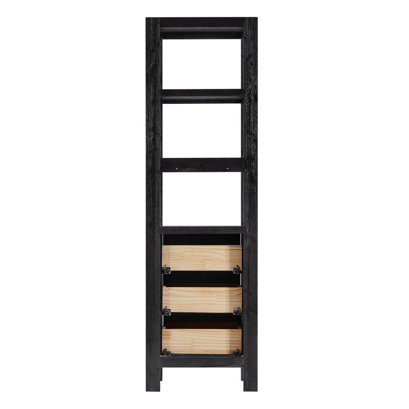 Moana Solid Wood Linen Cabinet, Black