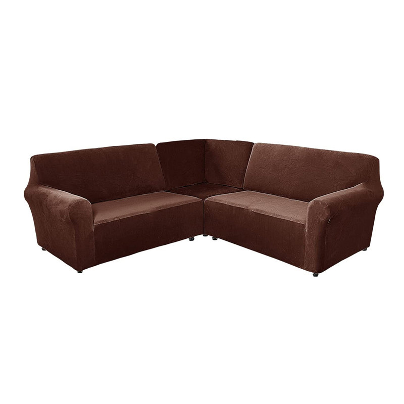 Housse pour canapé de coin Elastic, Brun, H 38 po x l 58 po x P 43 po