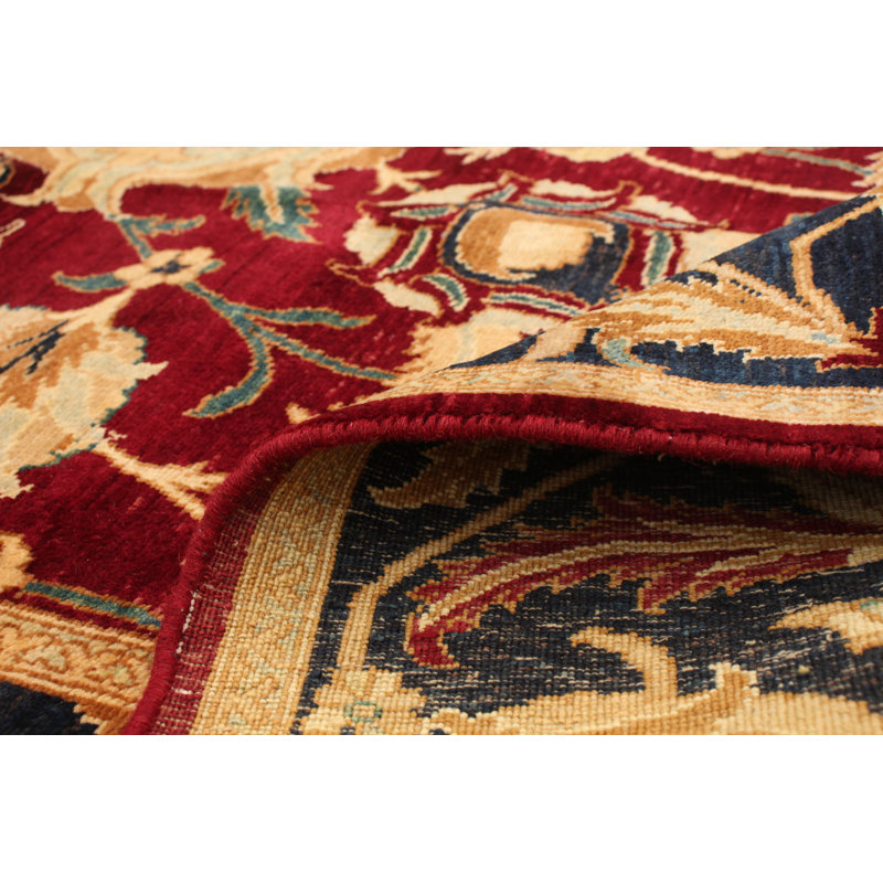 Tapis de zone en laine rouge foncé 9 pi x 11 pi 11 po one-of-kind à la main noué la new age 18/20 pako