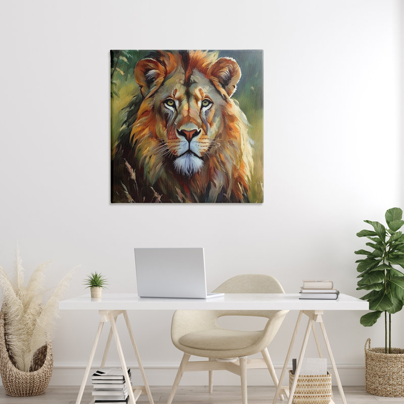  «Painterly Lion Portrait», art mural sur toile par Noah Bay, H 36 po x l 36 po