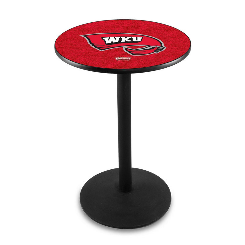 Round Metal Base Dining Table, Black Wrinkle, Western Kentucky University