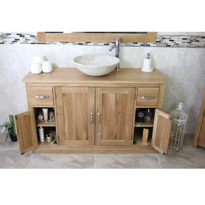 Easley 1230mm Single Bathroom Vanity with Vessel Basin, Travertine Basin